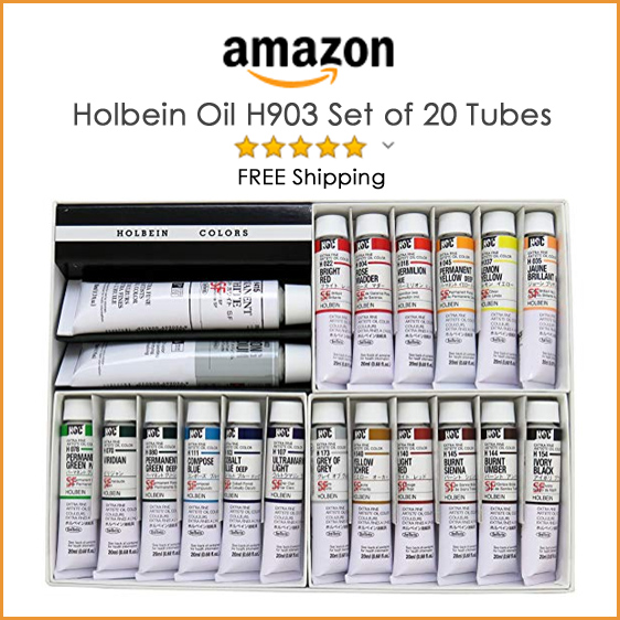 Holbein Artists' Oil Colors - Set of 20 paint tubes